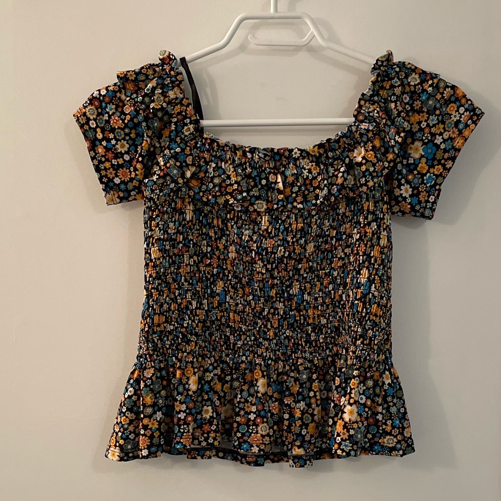 BCBGeneration Floral Top can be worn multiple ways